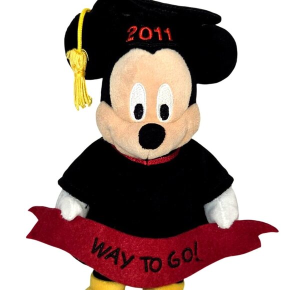 Disney Set of 2 Mickey Mouse Minnie Mouse 2011 Graduation Way To Go Plushies - Picture 5 of 12